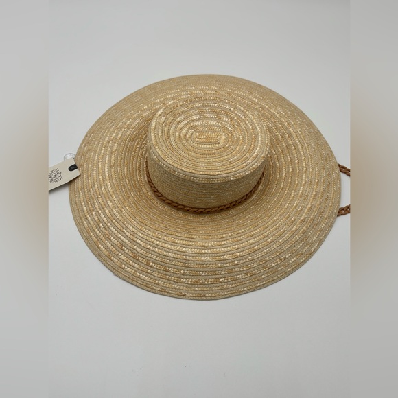 Macy's Flower Show Straw Sun Hat NWT Wide Brim Natural Woven Boater Style - Picture 1 of 6